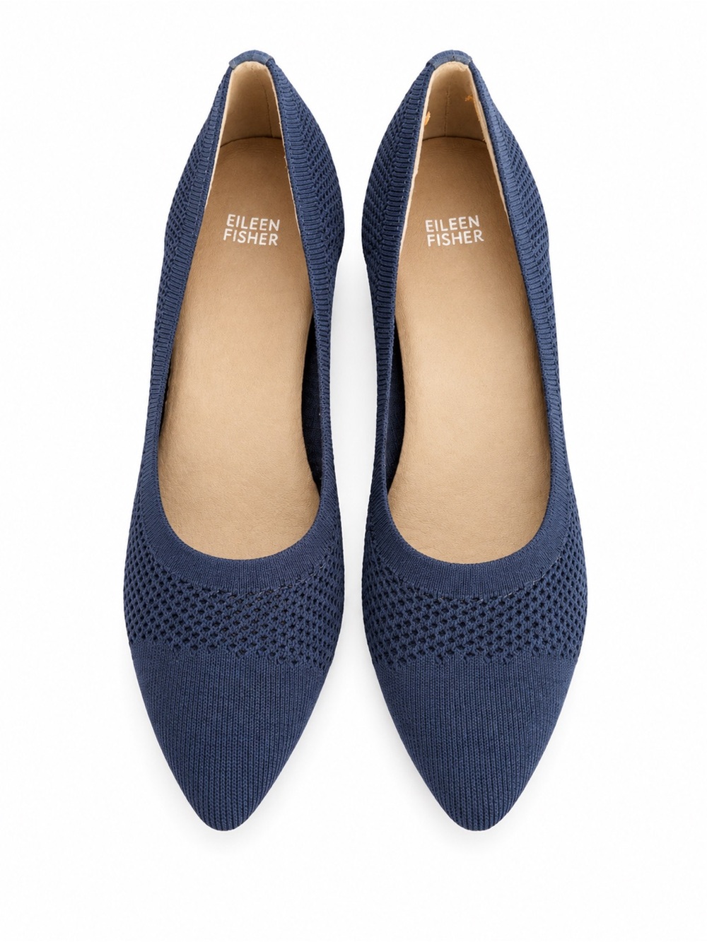 Eileen Fisher Navy Knit Pointed Toe Low Heel Pumps Size 9.5